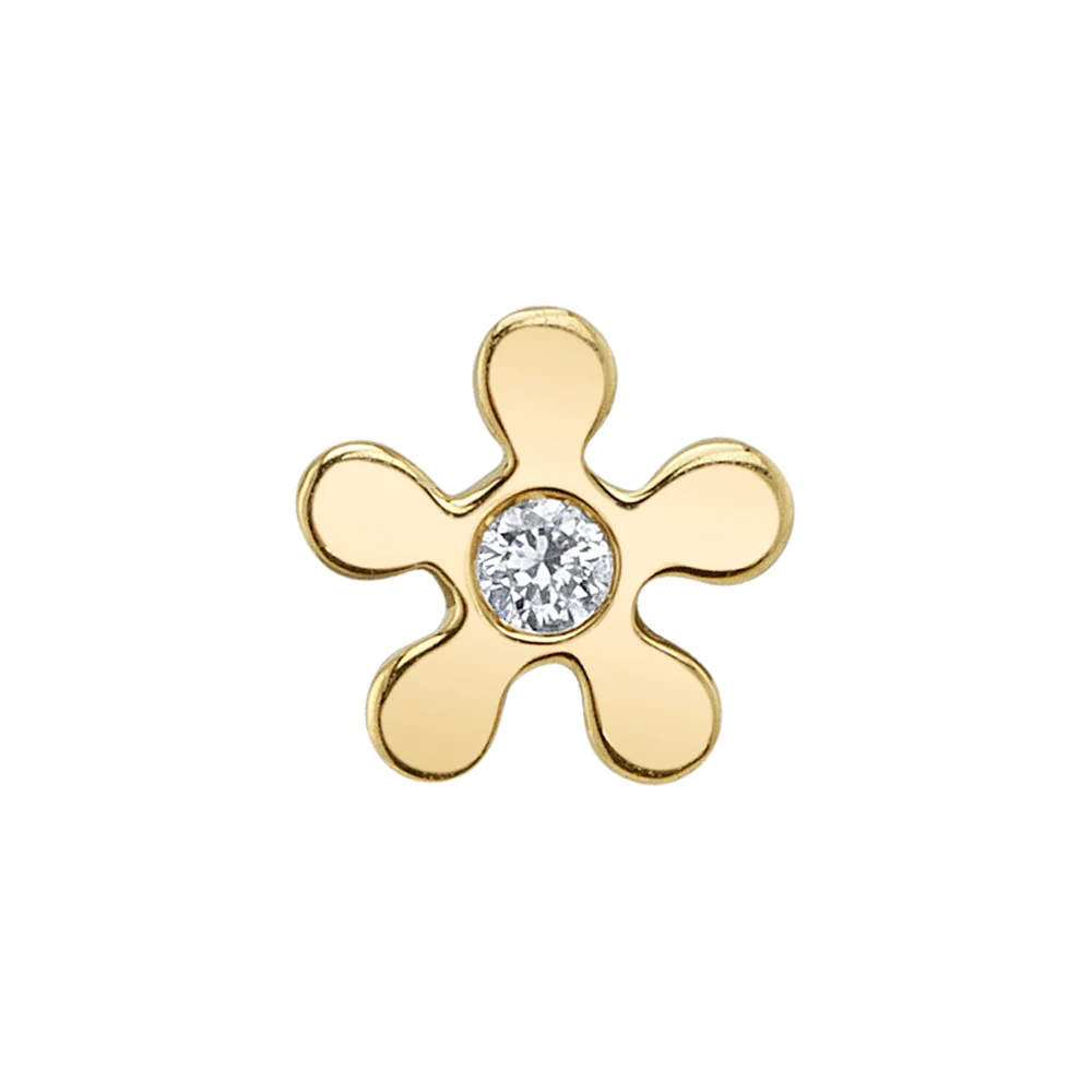 threadless: Flat Daisy Pin in Gold & Platinum with White CZ
