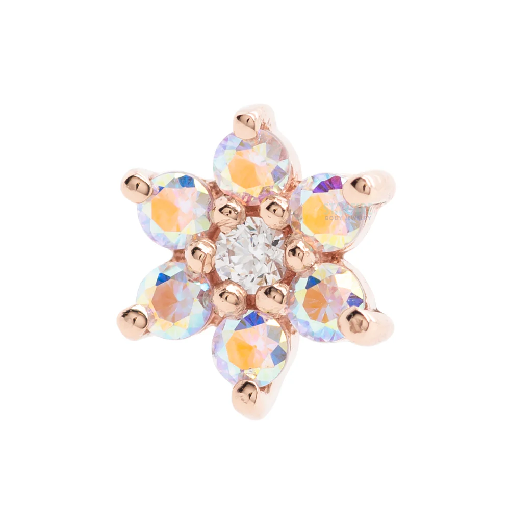 threadless: Flower #2 Pin in Gold with Mercury Mist Topaz & White CZ - Image 2