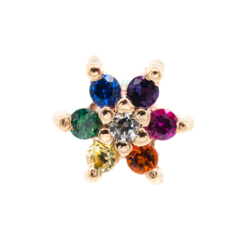 threadless: Flower #2 Pin in Gold with Rainbow CZ's & White CZ - Image 2