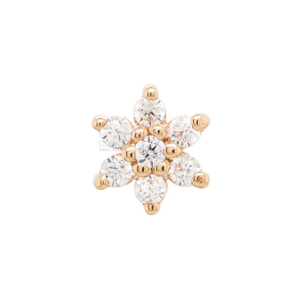 threadless: Flower #2 Pin in Gold with White CZ's - Image 2