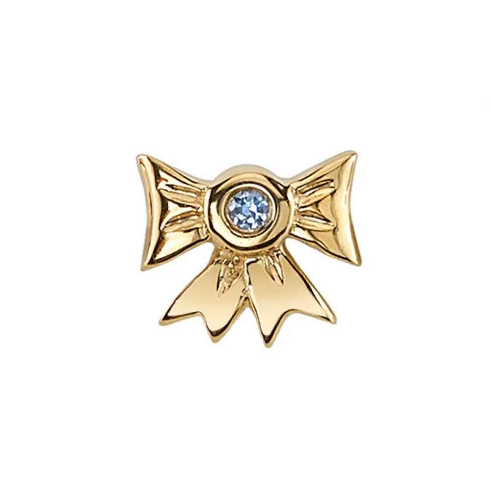 threadless: Gift Bow Pin in Gold with Polar Sapphire - Image 2
