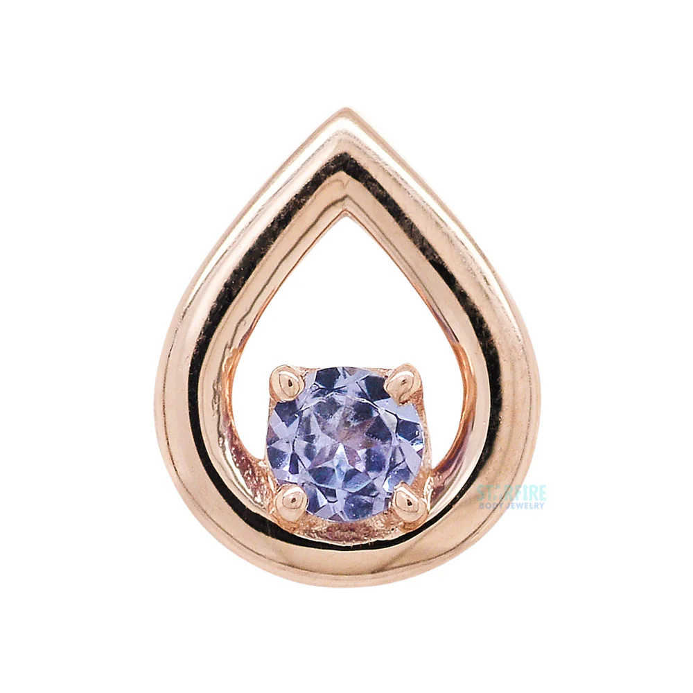 threadless: "Melody Tear" Pin in Gold & Platinum with Tanzanite - Image 3