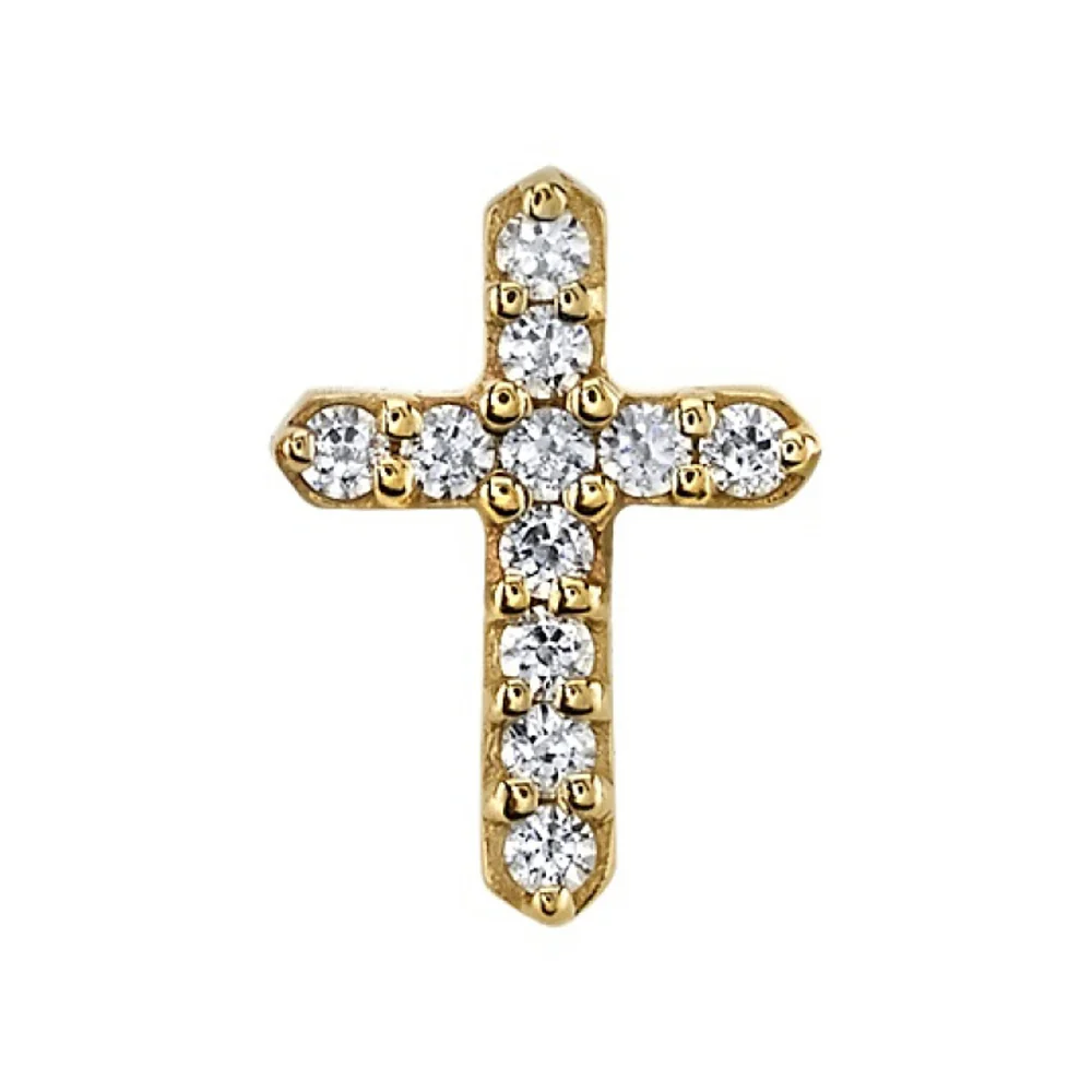 threadless: Micro Pave Cross Pin in Gold with DIAMONDS