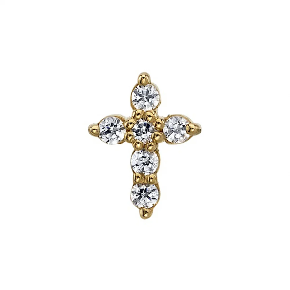threadless: Micro Pave Cross Pin in Gold with DIAMONDS - Image 2