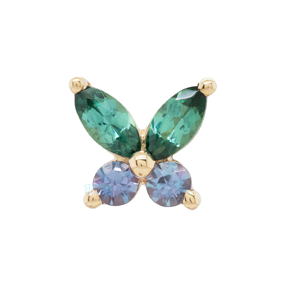 threadless: "Monarch" Pin in Gold with Seafoam Tourmaline & Chatham Alexandrite - Image 2