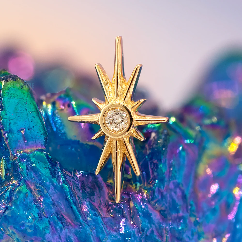 threadless: "North Star" Pin in Gold & Platinum with DIAMOND - Image 2