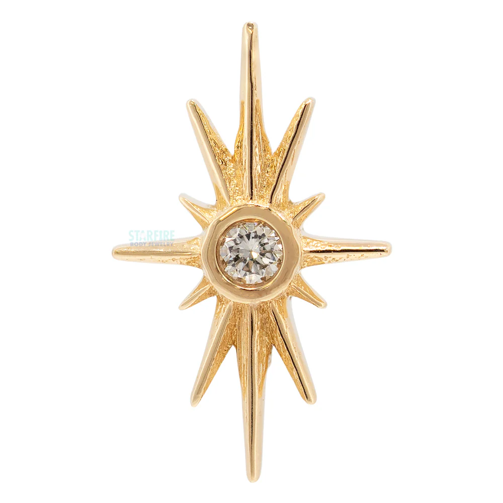 threadless: "North Star" Pin in Gold & Platinum with DIAMOND - Image 4