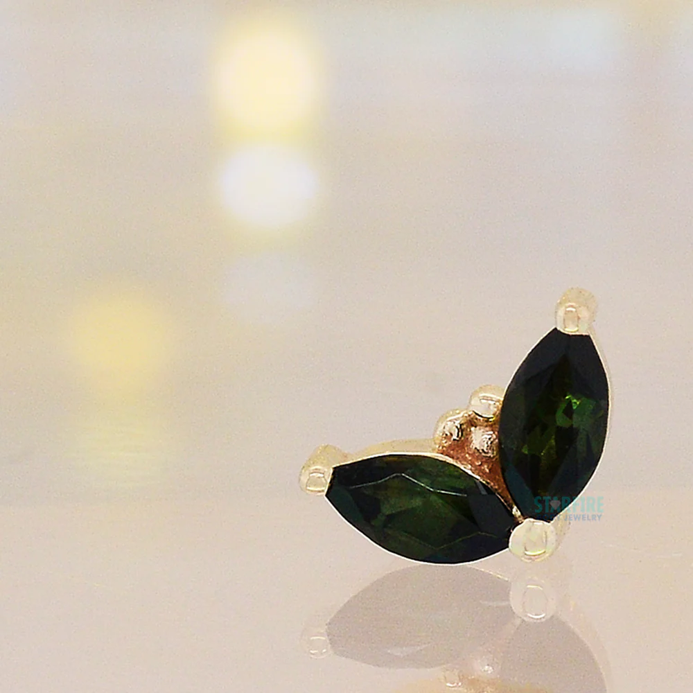 threadless: "Petals" Pin in Gold & Platinum with Green Tourmaline - Image 2
