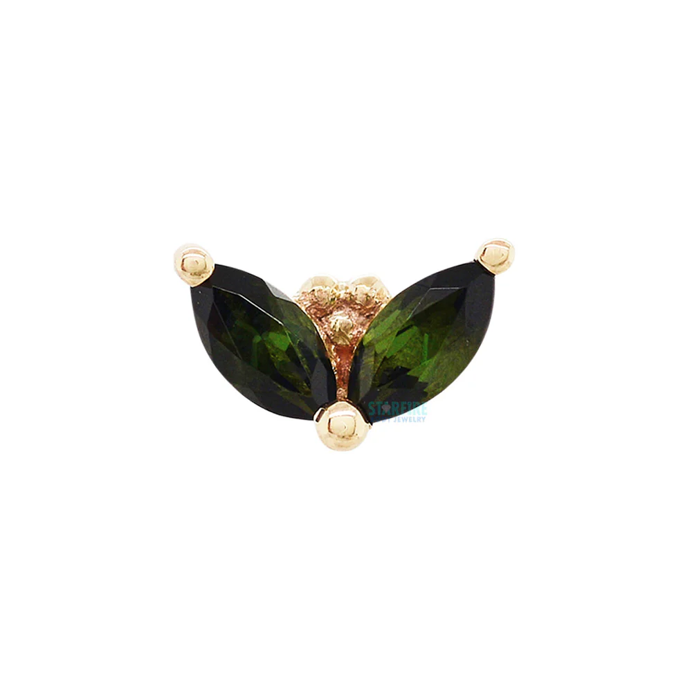 threadless: "Petals" Pin in Gold & Platinum with Green Tourmaline - Image 3