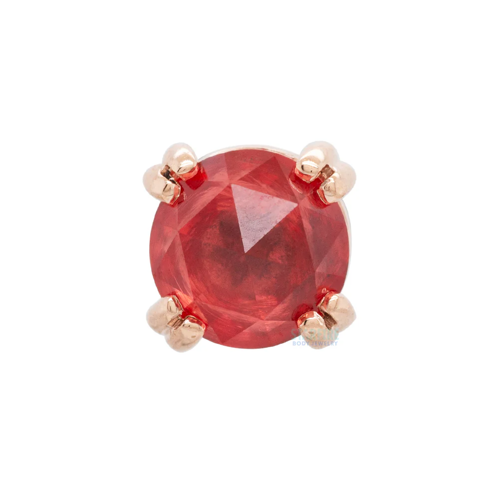 threadless: Rose Cut Padparadscha Sapphire Cab Prong Set Pin in Gold & Platinum - Image 4