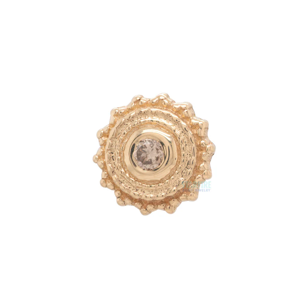 threadless: Round Afghan Pin in Gold with Champagne DIAMOND - Image 2