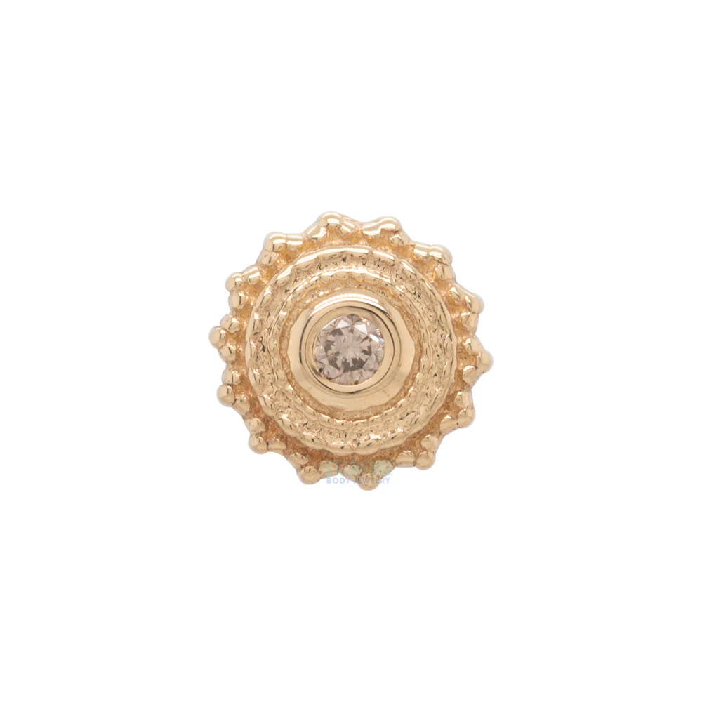 threadless: Round Afghan Pin in Gold with Champagne DIAMOND - Image 3