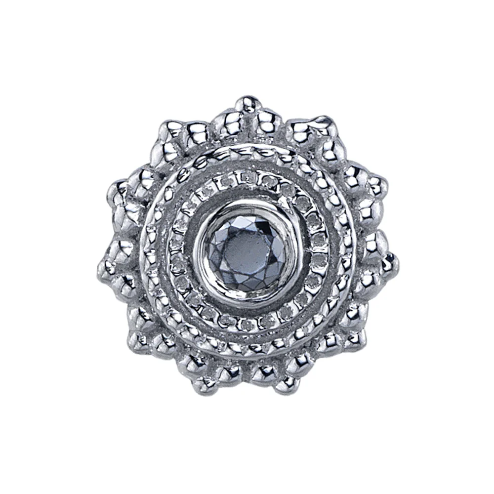 threadless: Round Afghan Pin in Gold with Chrome CZ - Image 2