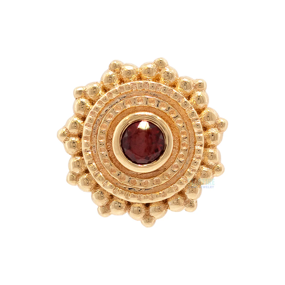 threadless: Round Afghan Pin in Gold with Garnet - Image 4