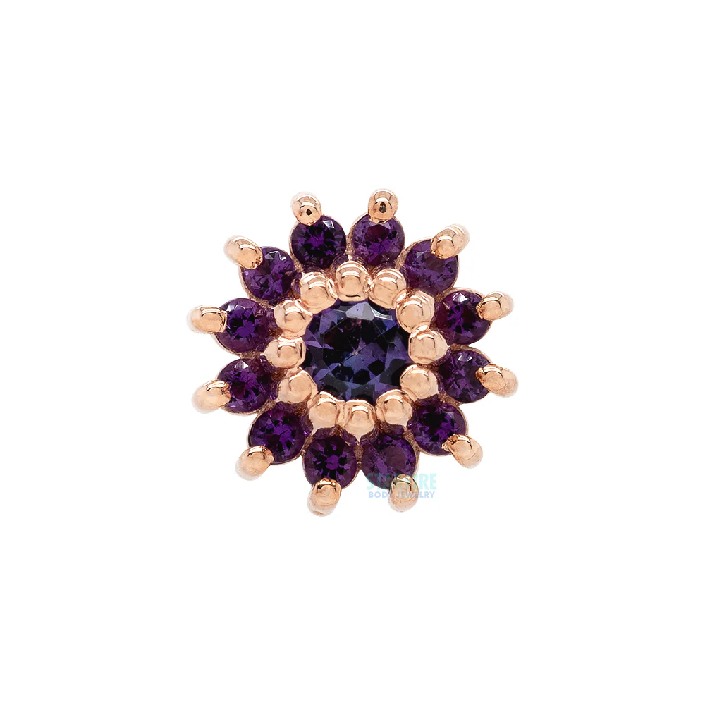 threadless: "The Rose" Pin in Gold with Mystic Topaz center & Amethyst petals