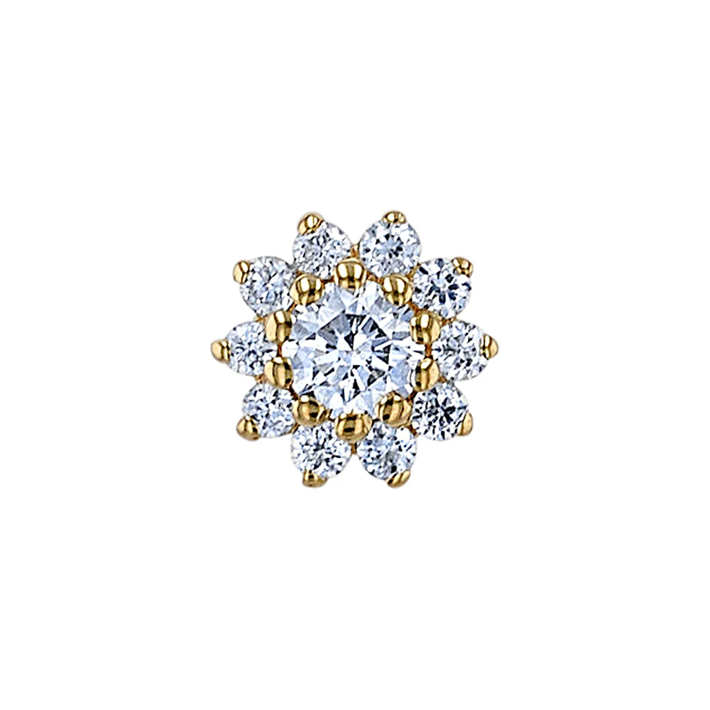 threadless: "The Rose" Pin in Gold with White CZ's