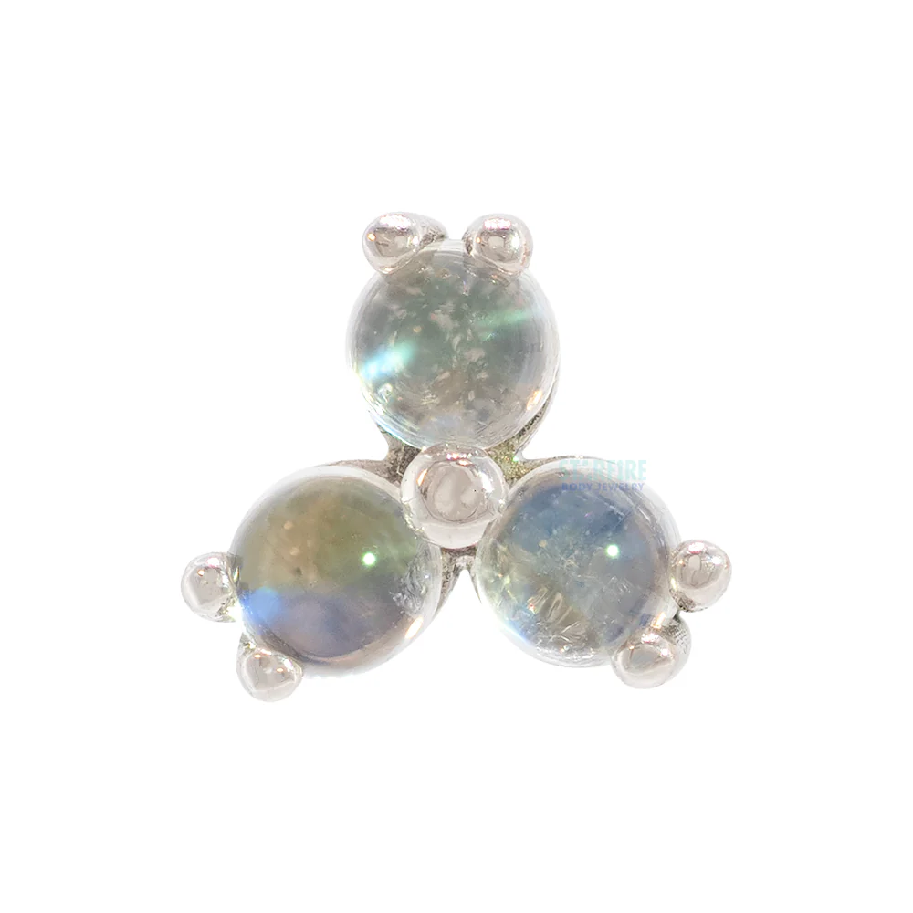 threadless: Tri Prong Cabochon Cluster Pin in Gold & Platinum with Rainbow Moonstone - Image 3