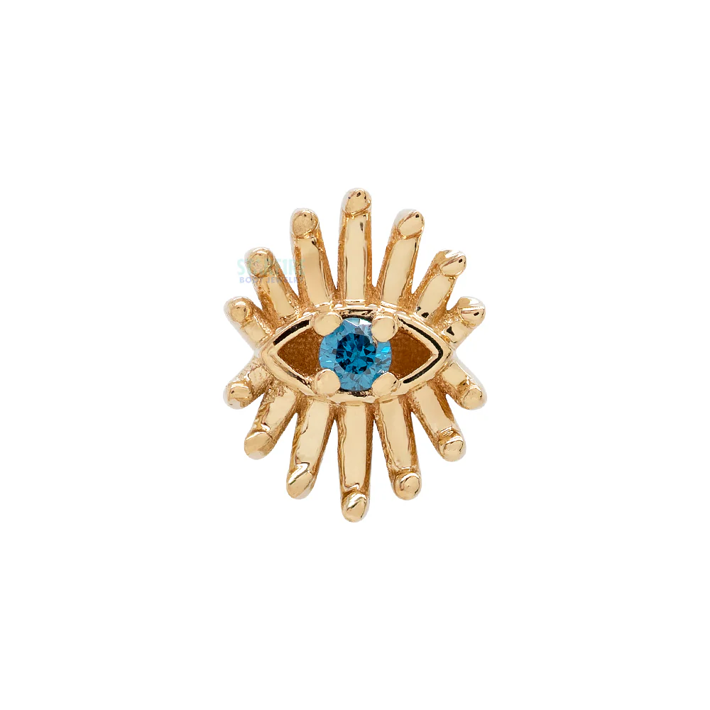 threadless: "Trixy" Pin in Gold with Ocean Blue Diamond