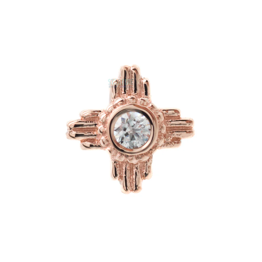 "Zia" Threaded End in Gold with White CZ - Image 2