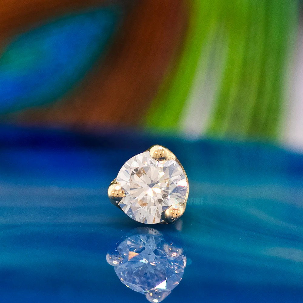 Three Prong Threaded End in Gold with DIAMOND - Image 2