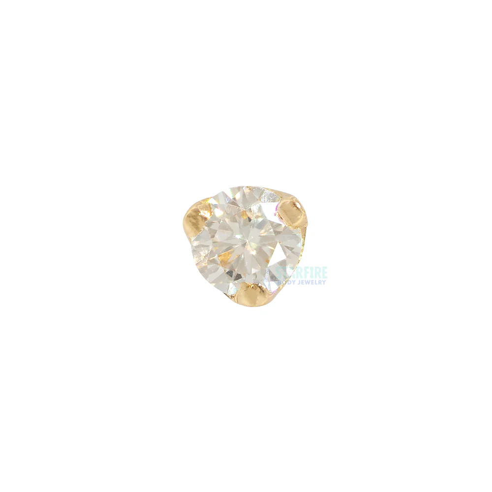 Three Prong Threaded End in Gold with DIAMOND - Image 4