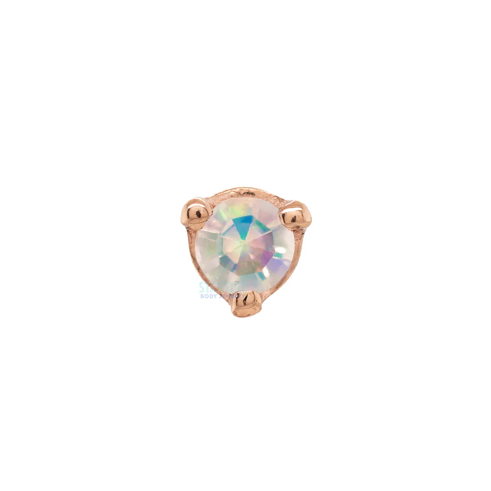 Three Prong Threaded End in Gold with Faceted Water Opal - Image 2