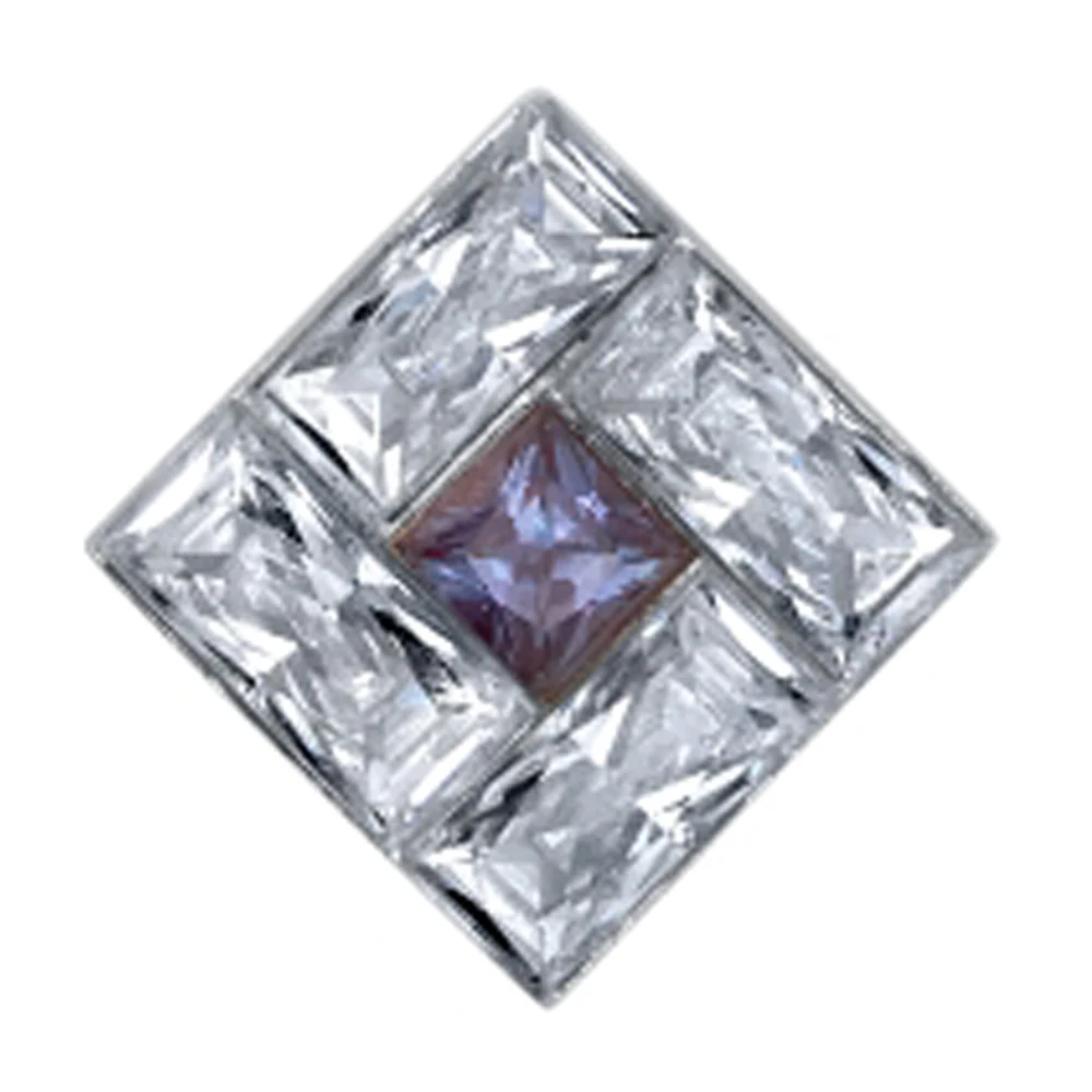 "Tile" Threaded End in Gold with White CZ & Chatham Alexandrite - Image 2