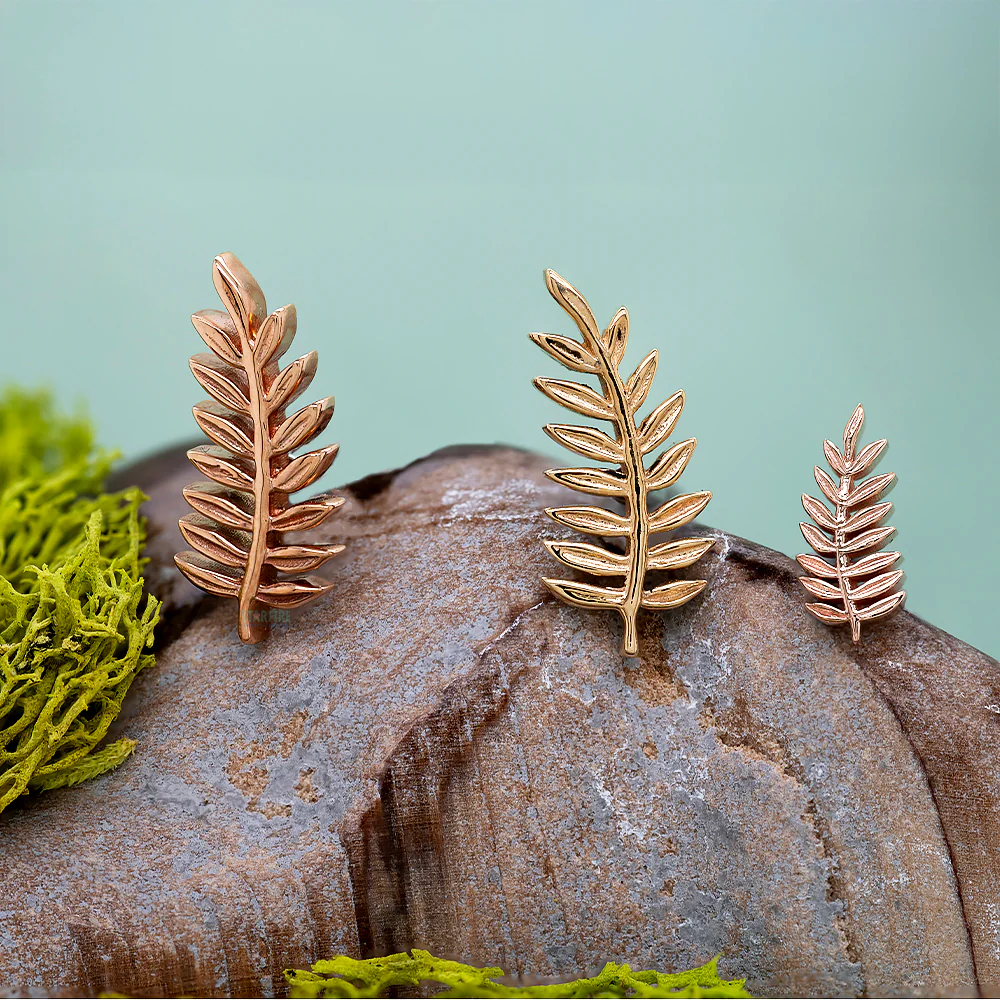 "Tiny Fern" Threaded End in Gold & Platinum - Image 2