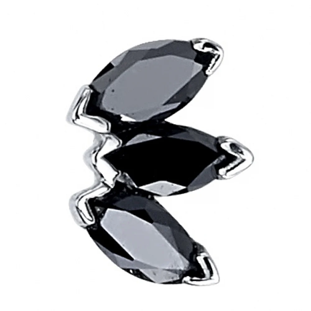 Triple Marquise Fan Threaded End in Gold & Platinum with Black Diamonds - Image 2