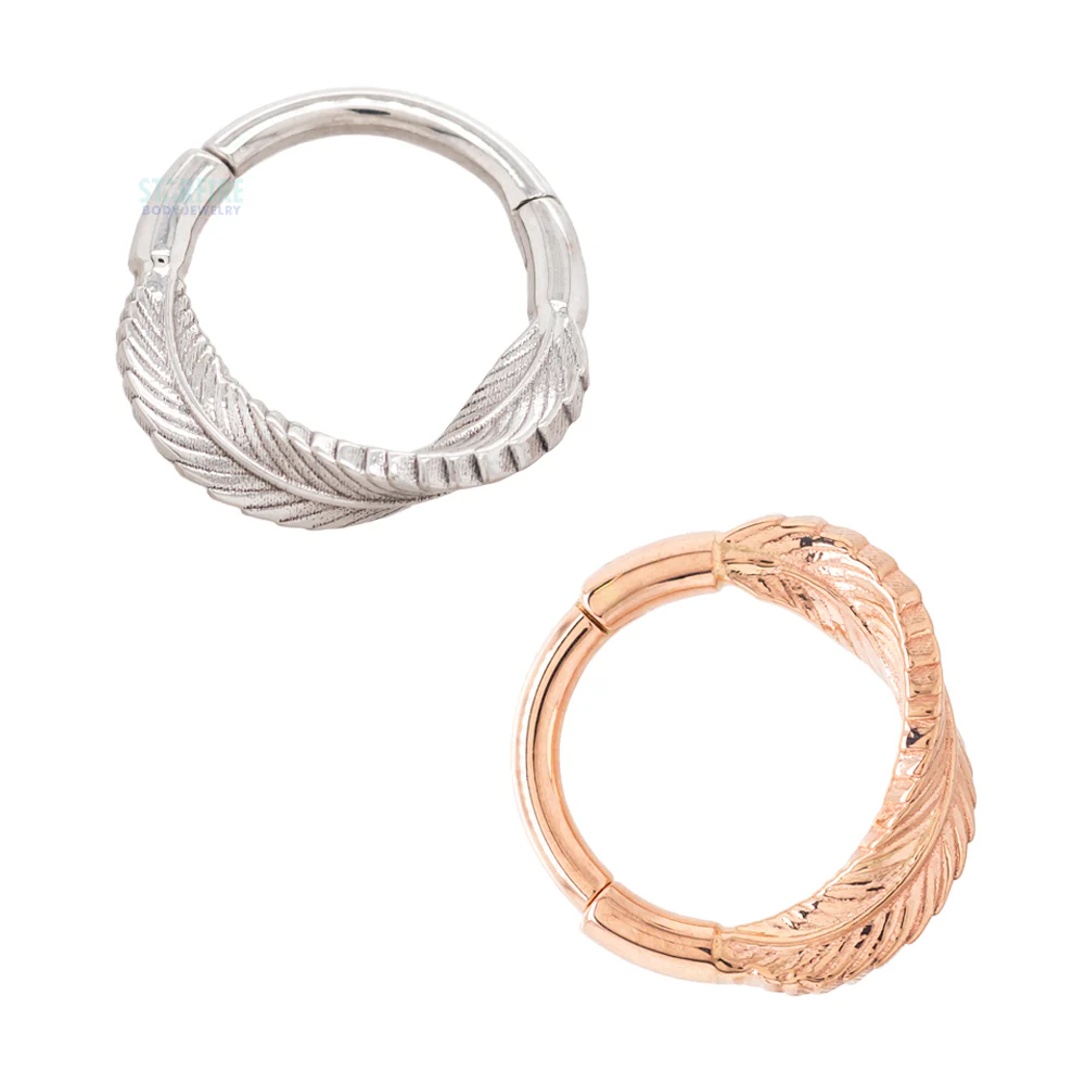 "Twisting Feather" Hinge Ring in Gold