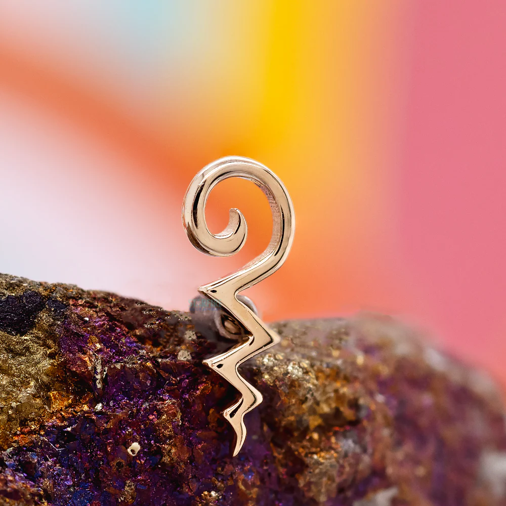 Unalome Threaded End in Gold - Image 2
