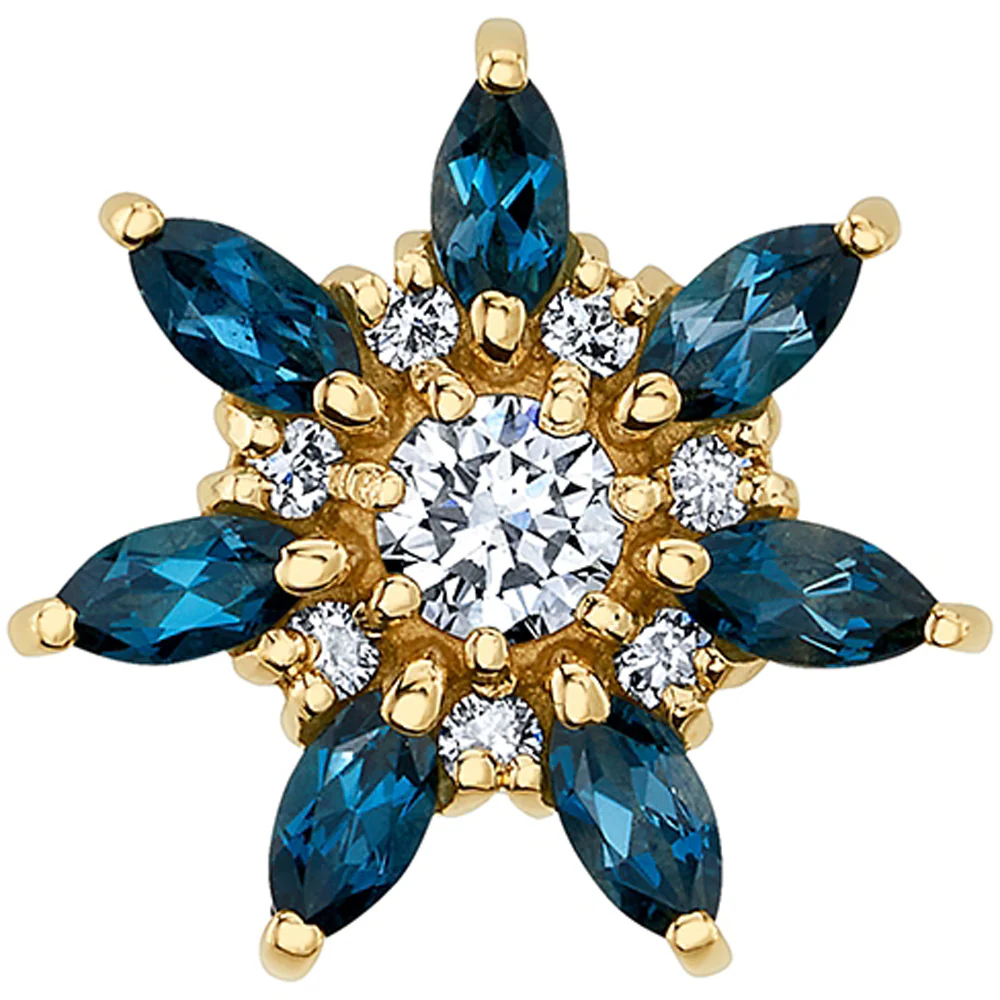 "Virgil" Threaded End in Gold with London Blue Topaz & DIAMONDS - Image 2