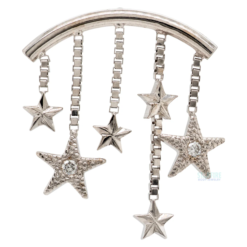 "Wish Upon a Star" Hidden Helix Threaded End in Gold & Platinum with DIAMONDS - Image 3
