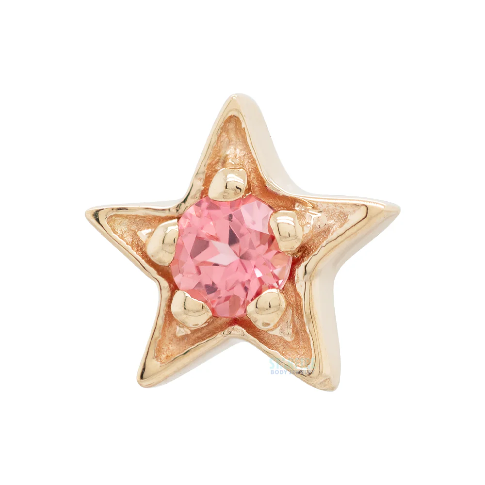 Concentric Star Threaded End in Gold with Padparadscha Sapphire