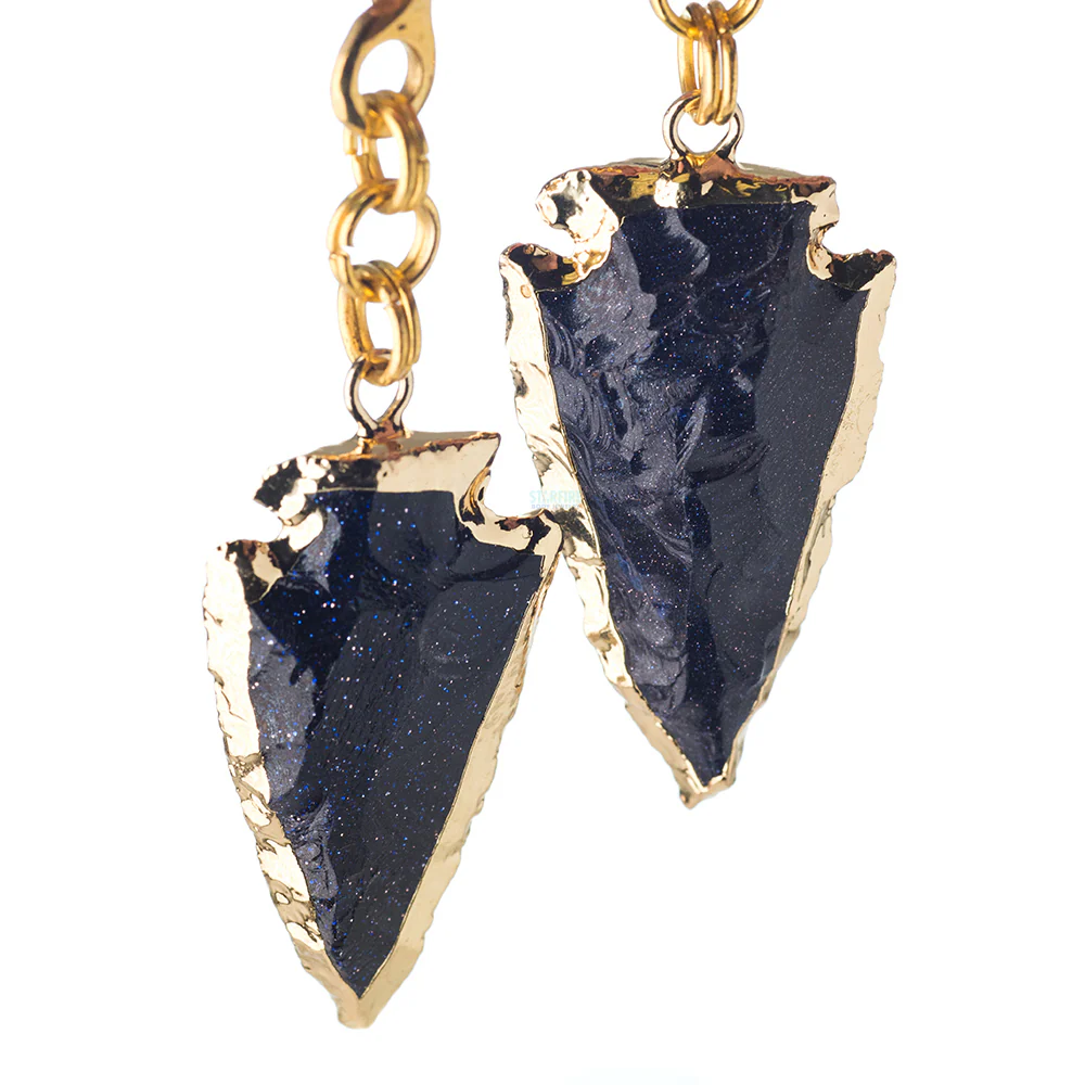 Crossovers with Gold Plated Blue Goldstone Arrowhead Weights - Image 3