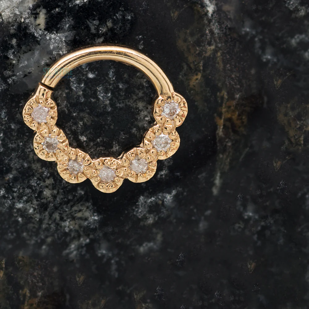 Daisy Chain Continuous Ring in Gold with Gemstones - Image 2