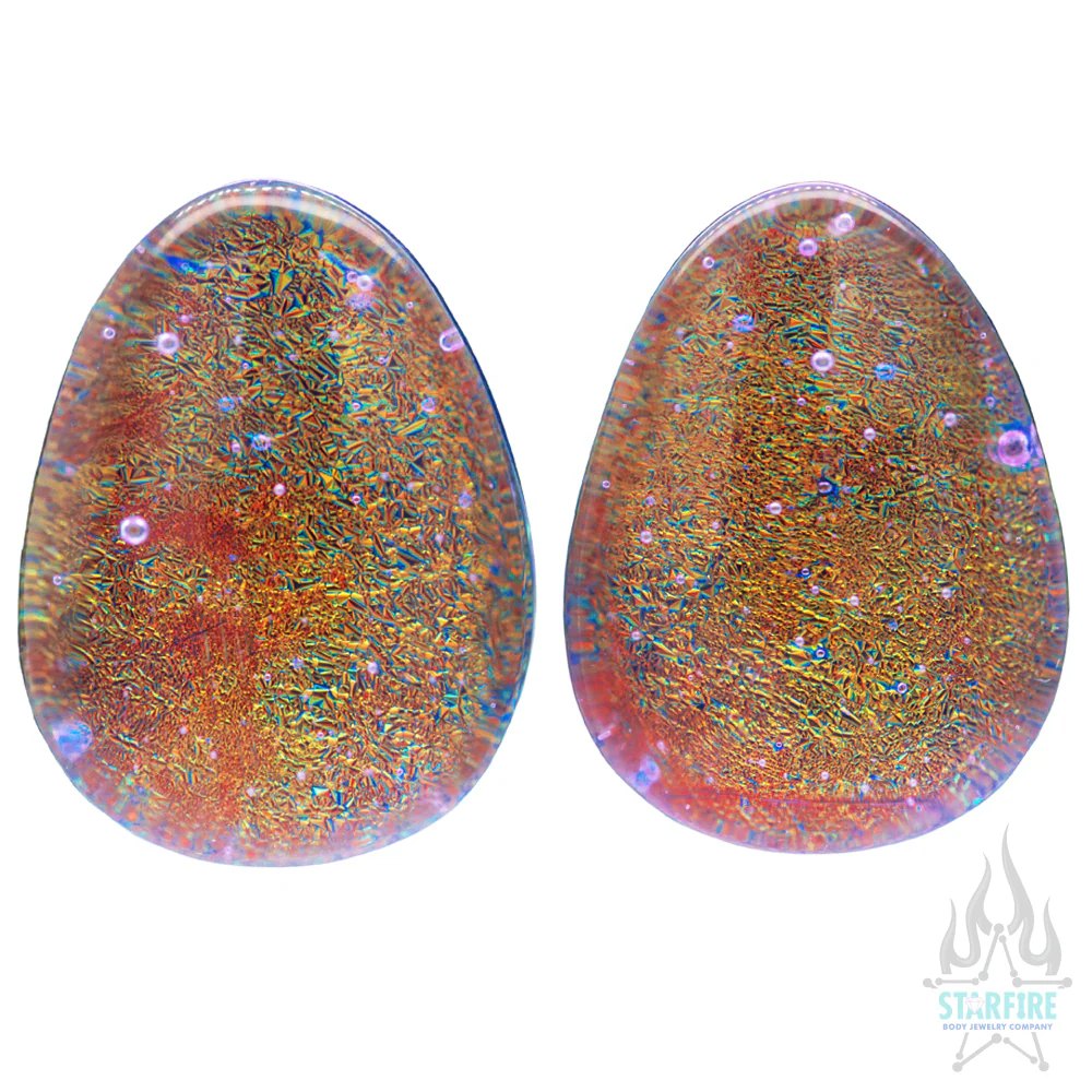 Deluxe Dichroic Glass Teardrop Plugs - Image 4