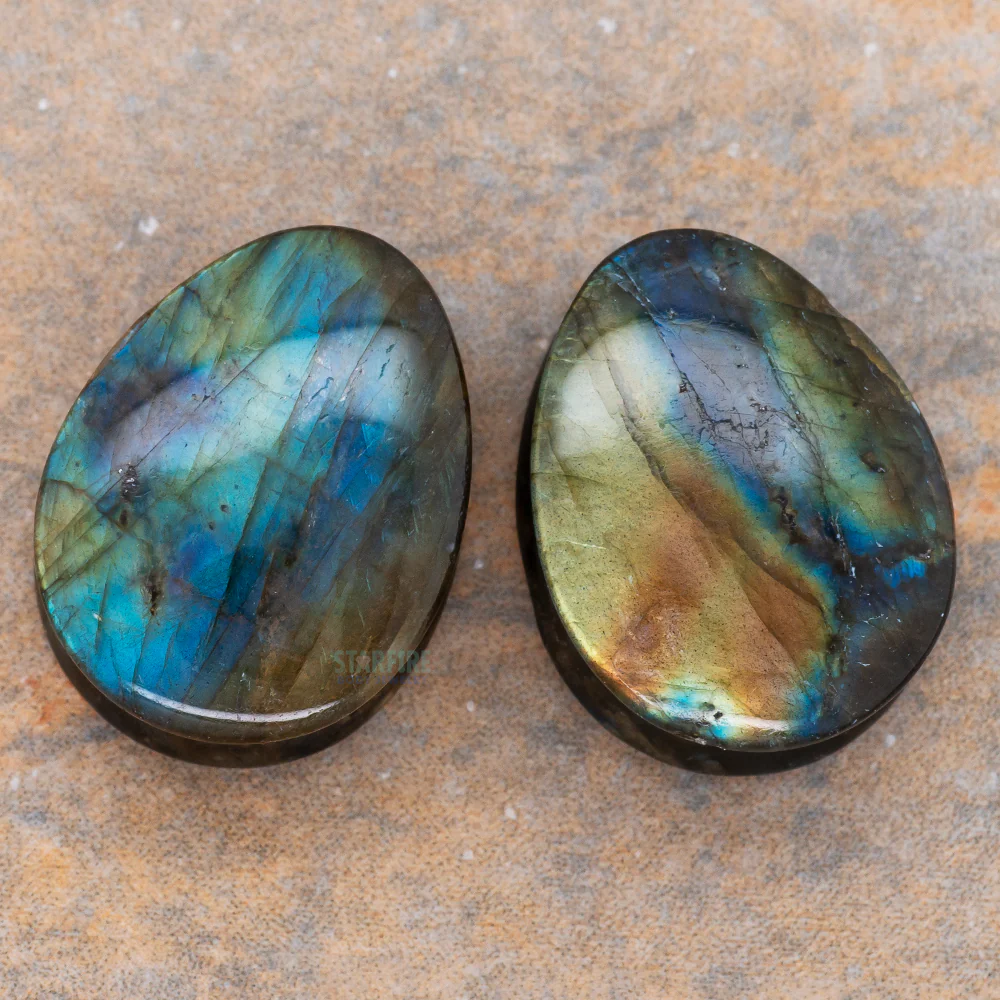 Stone Teardrop Plugs - Labradorite - Image 3