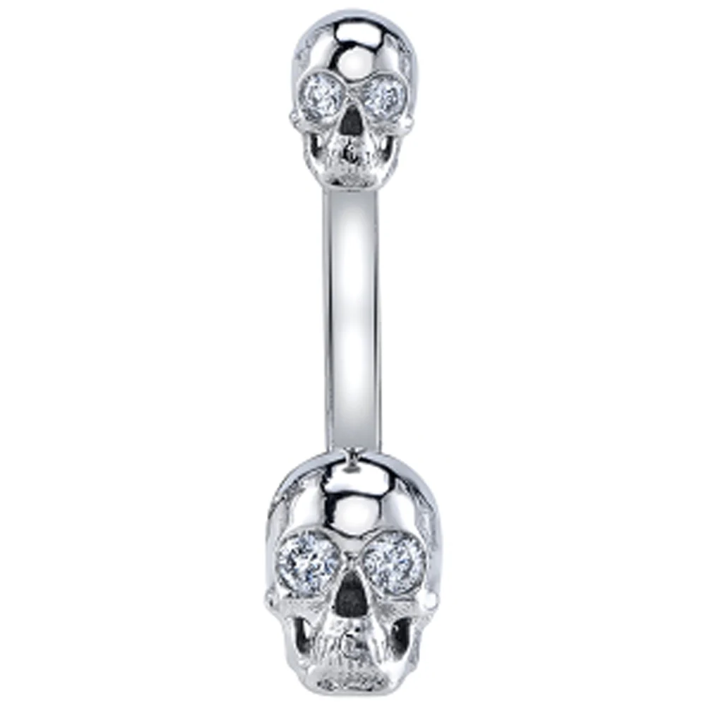 "Doja Skull" Navel Curve in Gold with DIAMONDS - Image 2