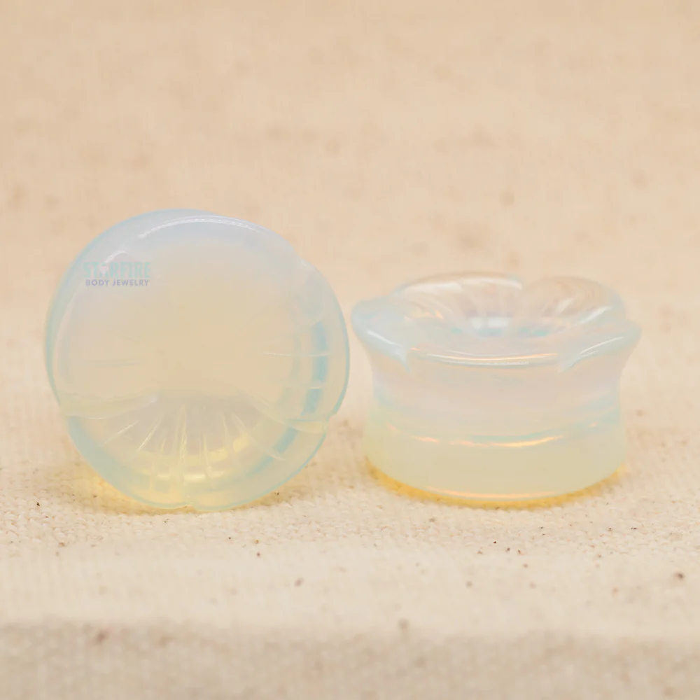 Double-Flared Hibiscus Plugs - Opal (3/4")