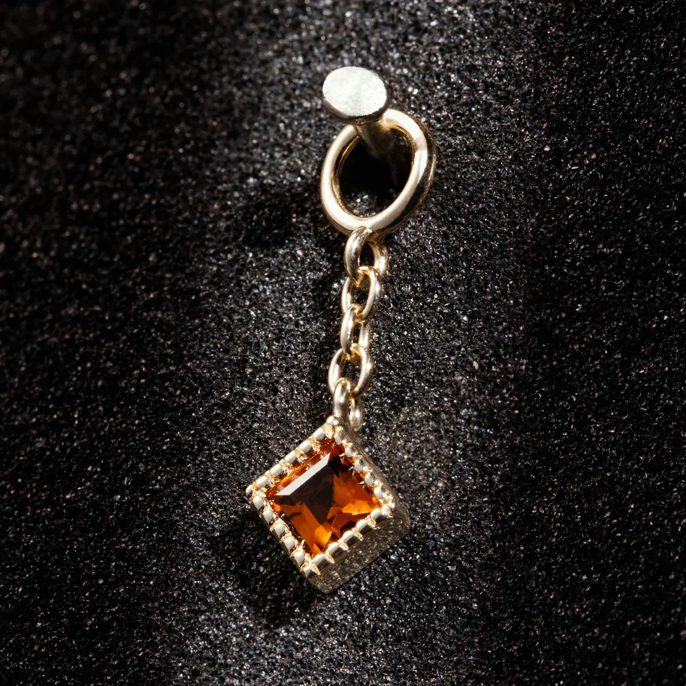 "Haven" Chain Charm in Gold with Madeira Citrine - Image 2