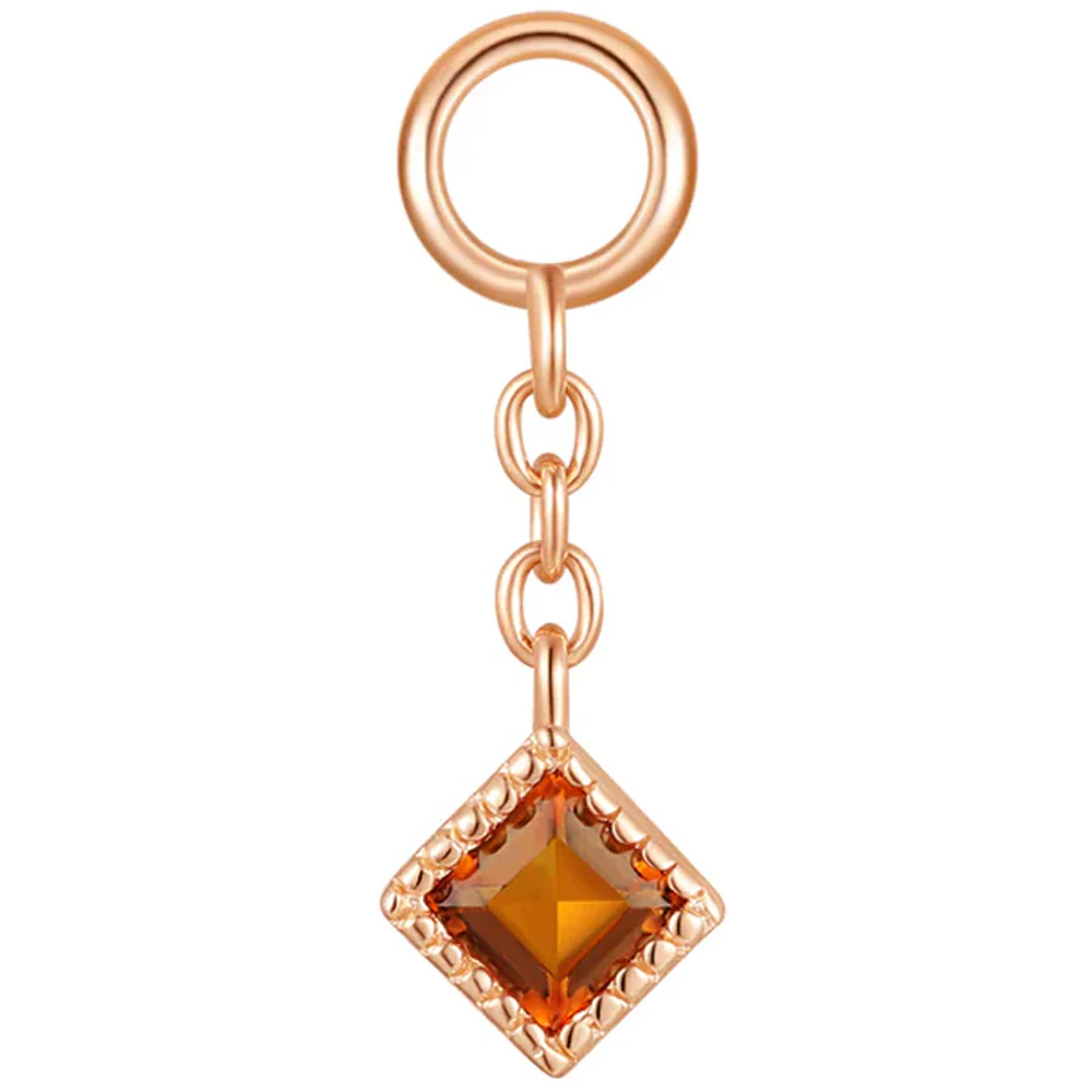 "Haven" Chain Charm in Gold with Madeira Citrine - Image 5