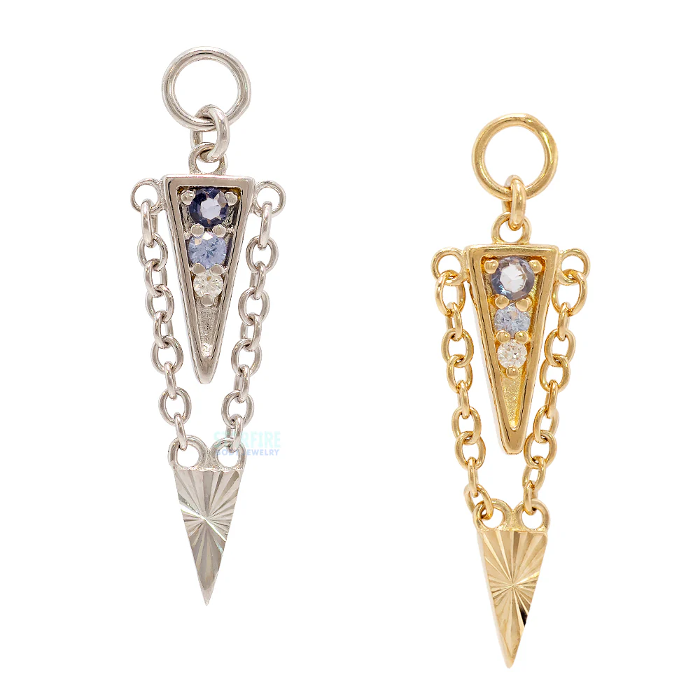 "Manifest" Charm in Gold with Iolite, Tanzanite & White Diamond