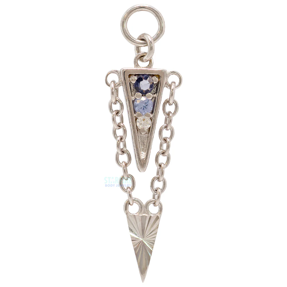 "Manifest" Charm in Gold with Iolite, Tanzanite & White Diamond - Image 4