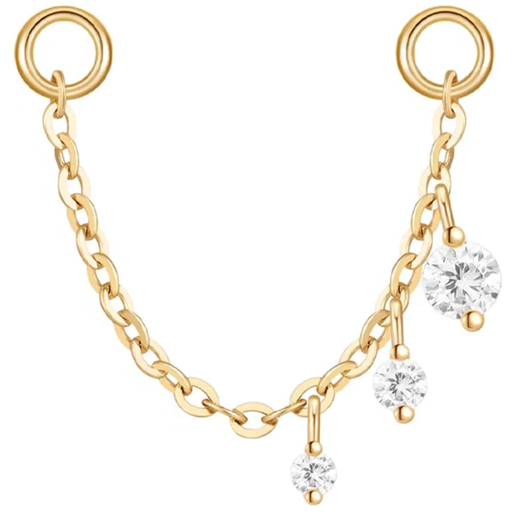 "Novella" Chain Attachment in Gold with White CZ's