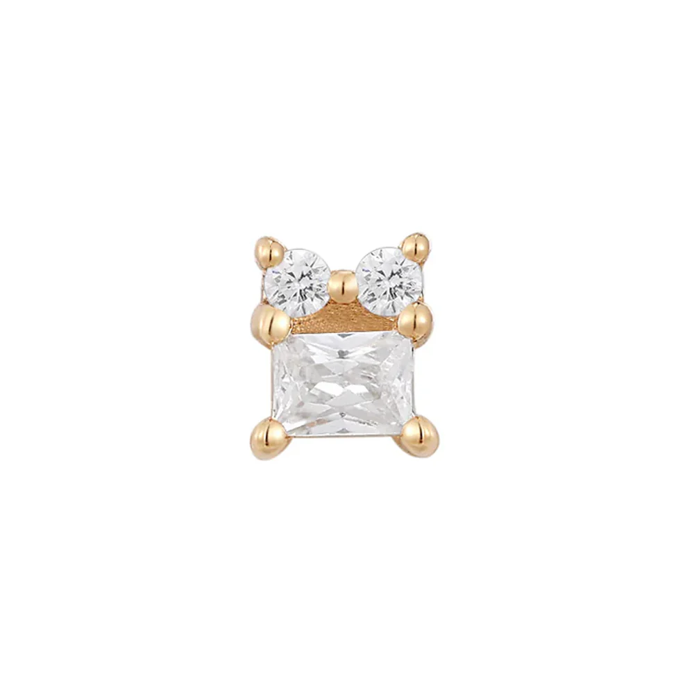 threadless: "Bam Bam" End in Gold with White CZ's - Image 2