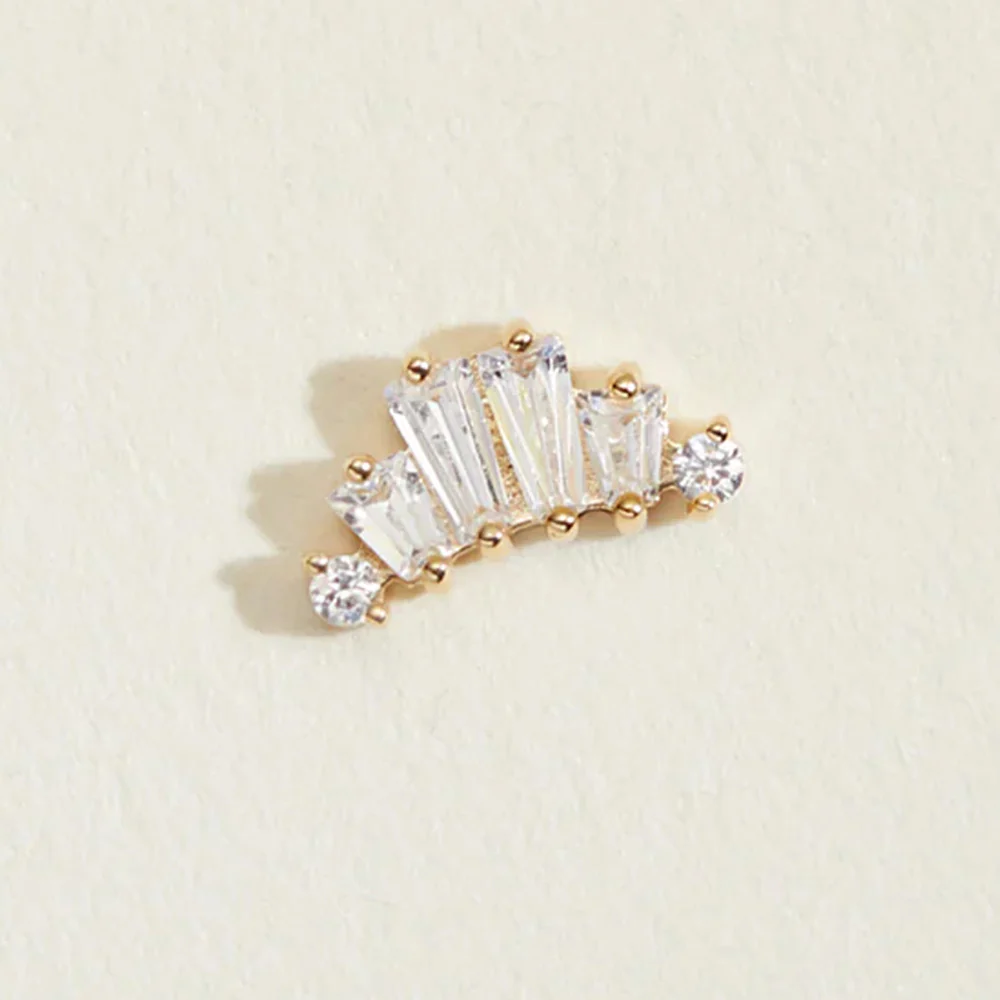 threadless: "Obsession" End in Gold with White CZ's - Image 2