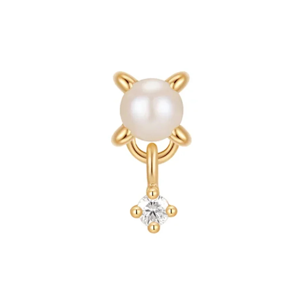threadless: "Soft Serve" End in Gold with Pearl & Moissanite - Image 3