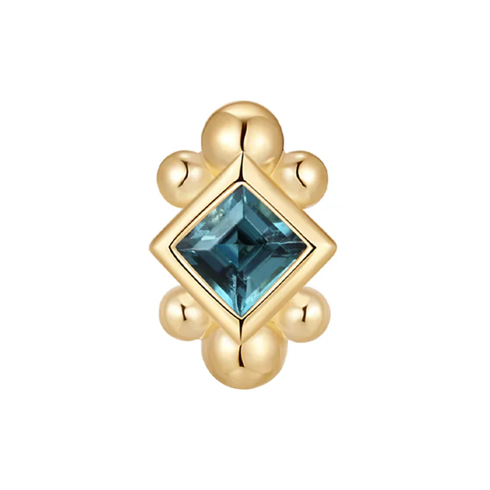threadless: "Square Up" End in Gold with Blue Tourmaline - Image 2