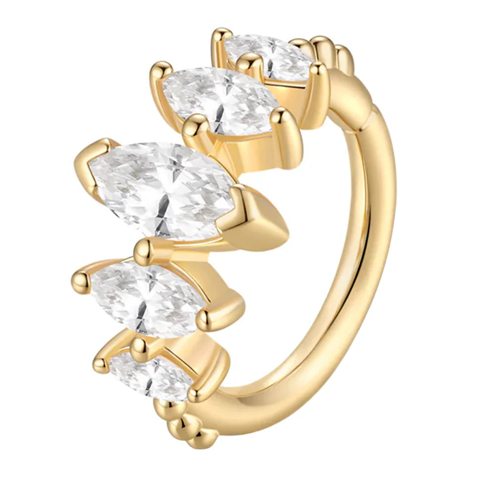 "Velour" Seam Ring in Gold with Moissanites